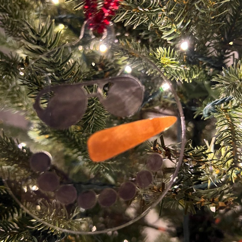 Snowman in Sunglasses - Round Ornament